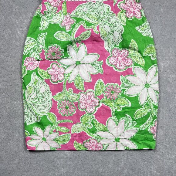 Lilly Pulitzer Dress Womens Size 0 White Pink And Green Floral Print Strapless - Picture 3 of 12